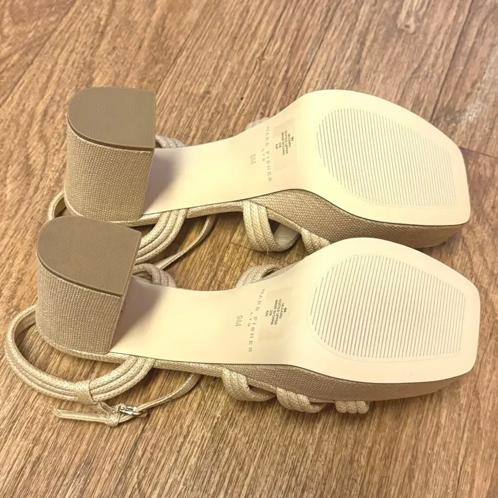 Marc Fisher LTD Cairo Platform Sandal in Medium Natural Size 9